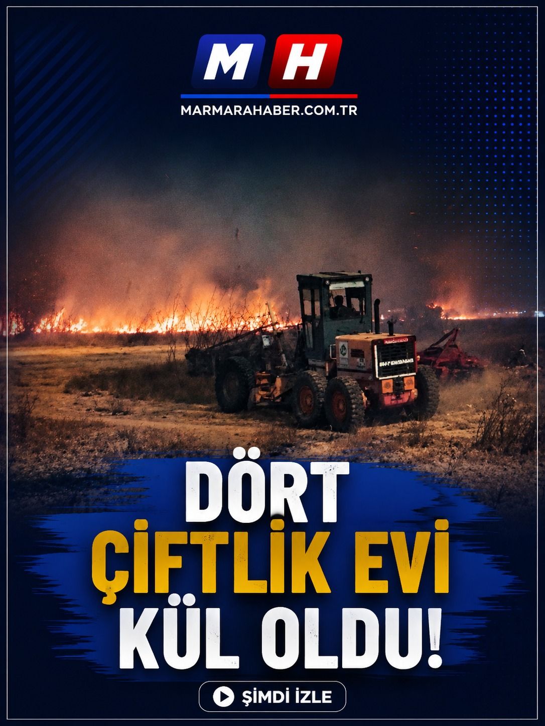 Tekirdağ'da anız yangını: Çiftlik evi yandı