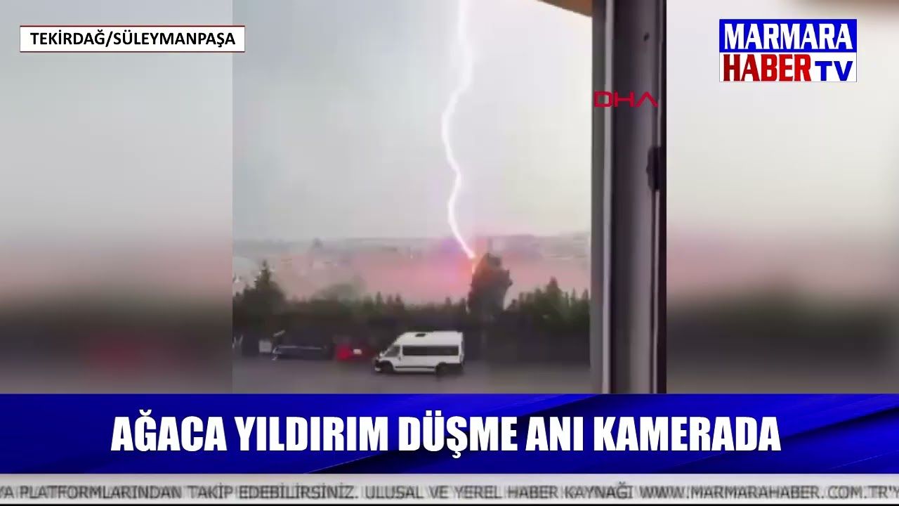 Ağaca yıldırım düşme ani kamerada
