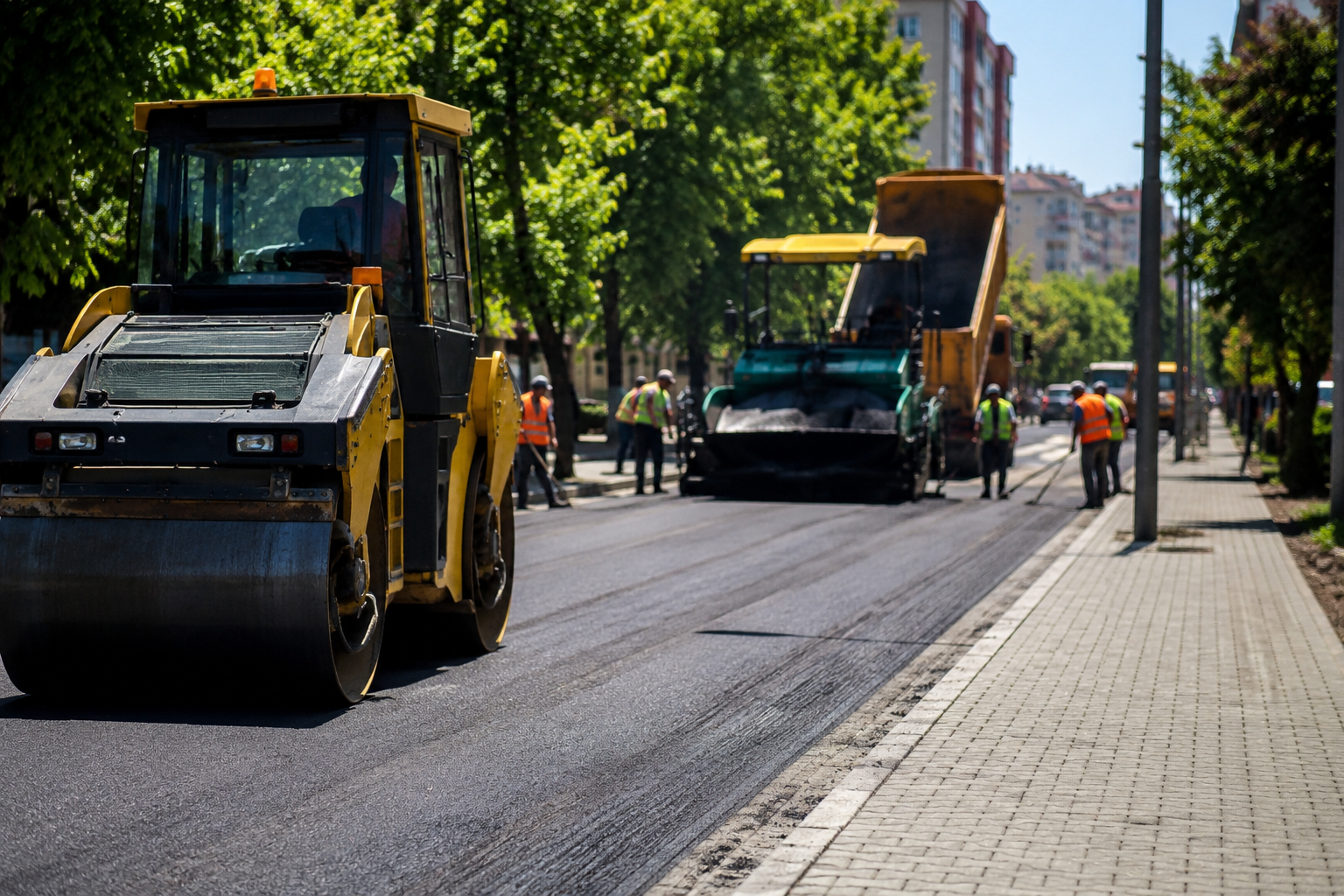 Güveniş Caddesi'nde yol ve kaldırım yenileme çalışması