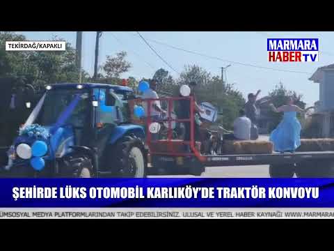 Şehirde lüks otomobil Karlıköy'de traktör konvoyu